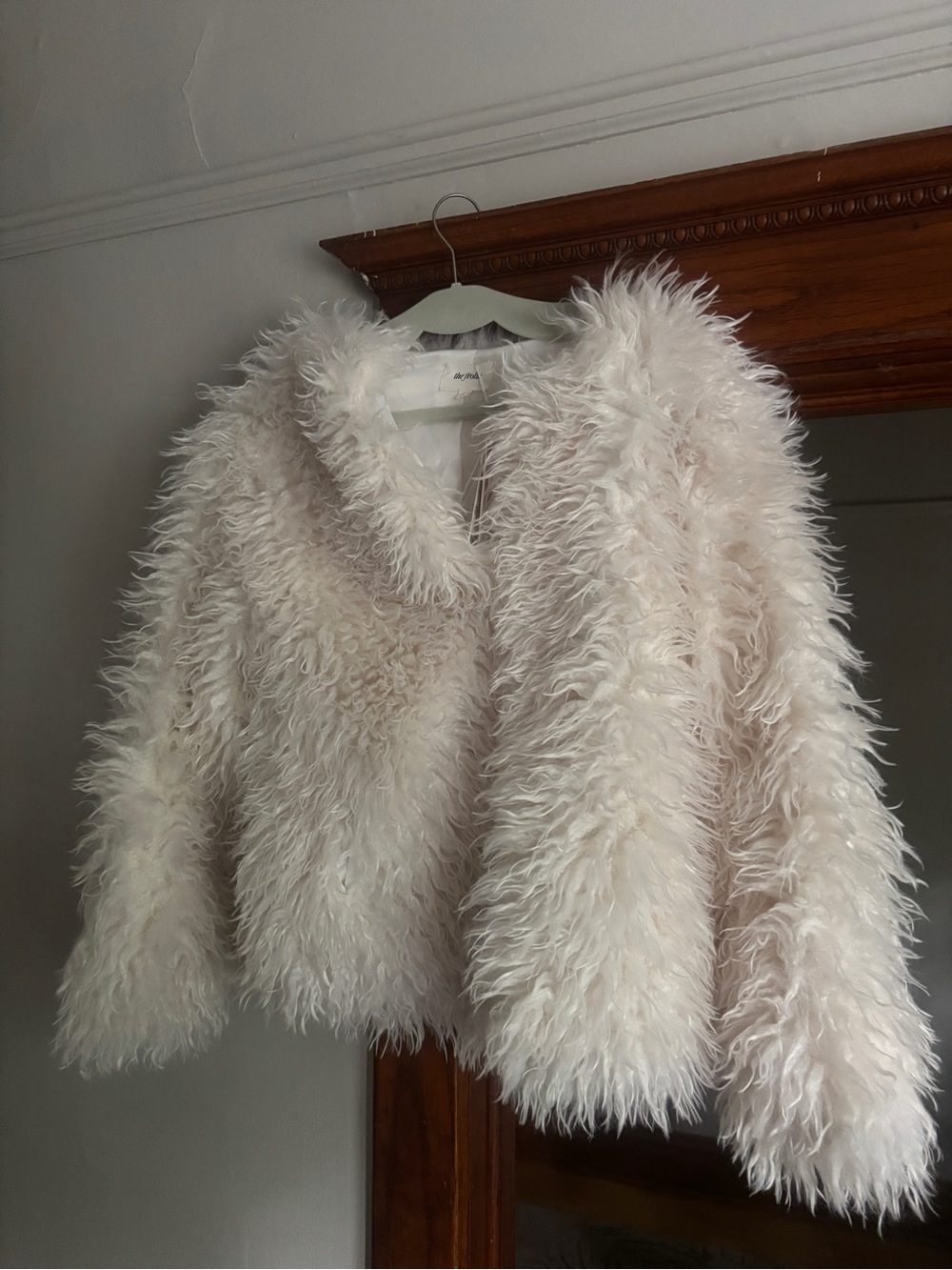 Urban Outfitters Cream Faux Fur Shag Jacket